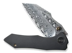 Clearance WE Knife High-Fin Titanium Black Hakkapella Damascus