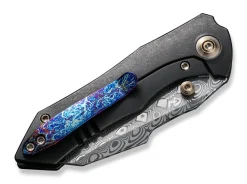 Clearance WE Knife High-Fin Titanium Black Hakkapella Damascus
