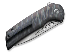 WE Knife Mini Malice Button Lock Tiger Stripe Flamed Titanium