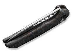 WE Knife Mini Malice Button Lock Tiger Stripe Flamed Titanium