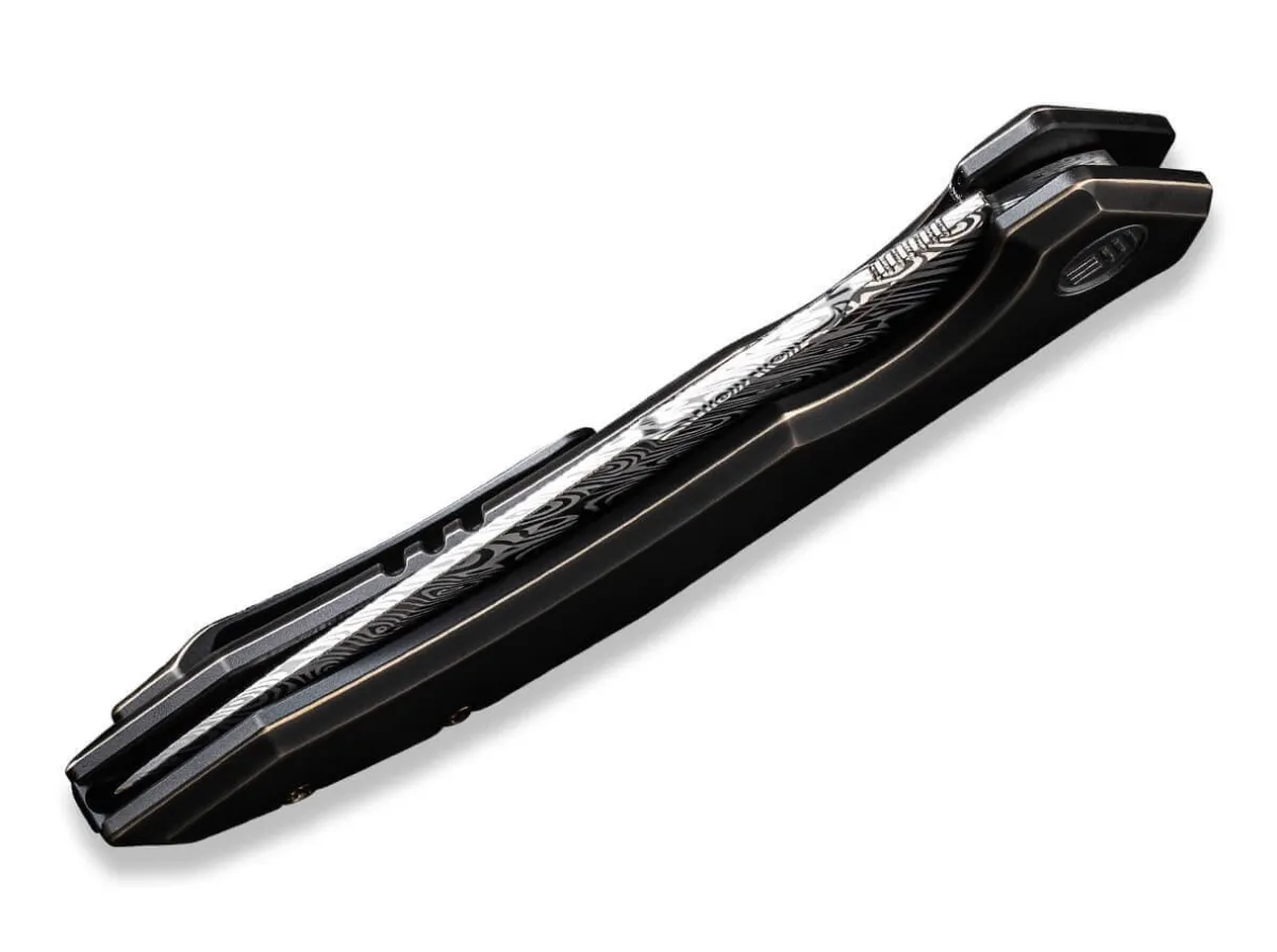 Clearance WE Knife Quixotic Titanium Bronze Damascus