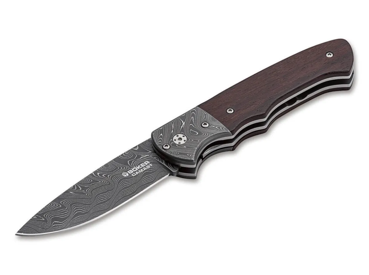 Best Böker Manufaktur Solingen Titan Hunter Wood Damascus